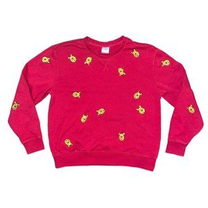 DISNEY Women's "Embroidered Winnie The Pooh" Red Crewneck Sweatshirt Size M